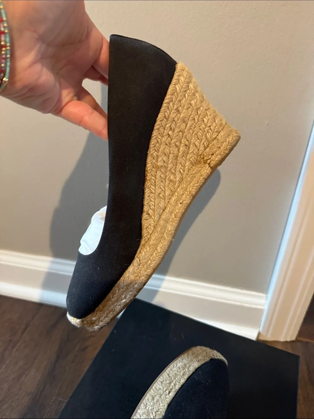 Women’s Black Espadrille Wedge
